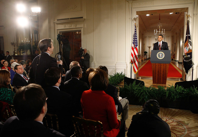 Obama Holds First White House Press Conference