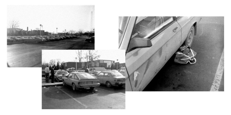 IMage: Case file photographs of the scene where Scott Macklem was killed at St. Clair Community College.