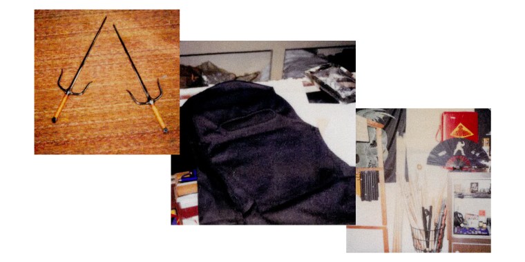 Image: Case file photographs show various martial arts weapons collected during the investigation of Fred Freeman (Temujin Kensu).