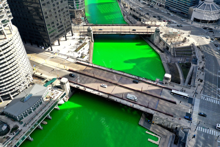 Chicago River Dyed Green Ahead Of St Patrick's Day