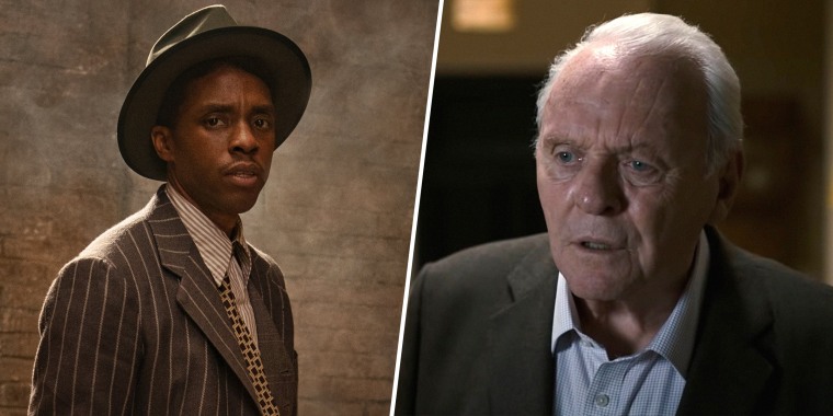 Chadwick Boseman in "Ma Rainey’s Black Bottom,” and Anthony Hopkins in "The Father."