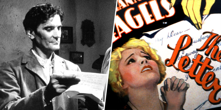 Massimo Troisi in "Il Postino" and Jeanne Eagels on the poster for "The Letter."