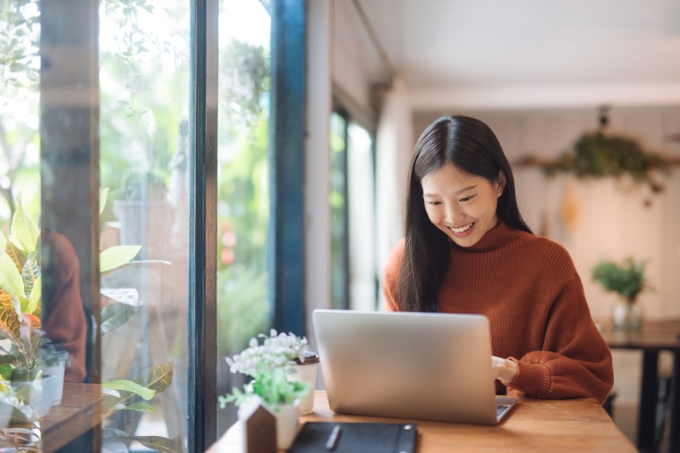 Woman working at home