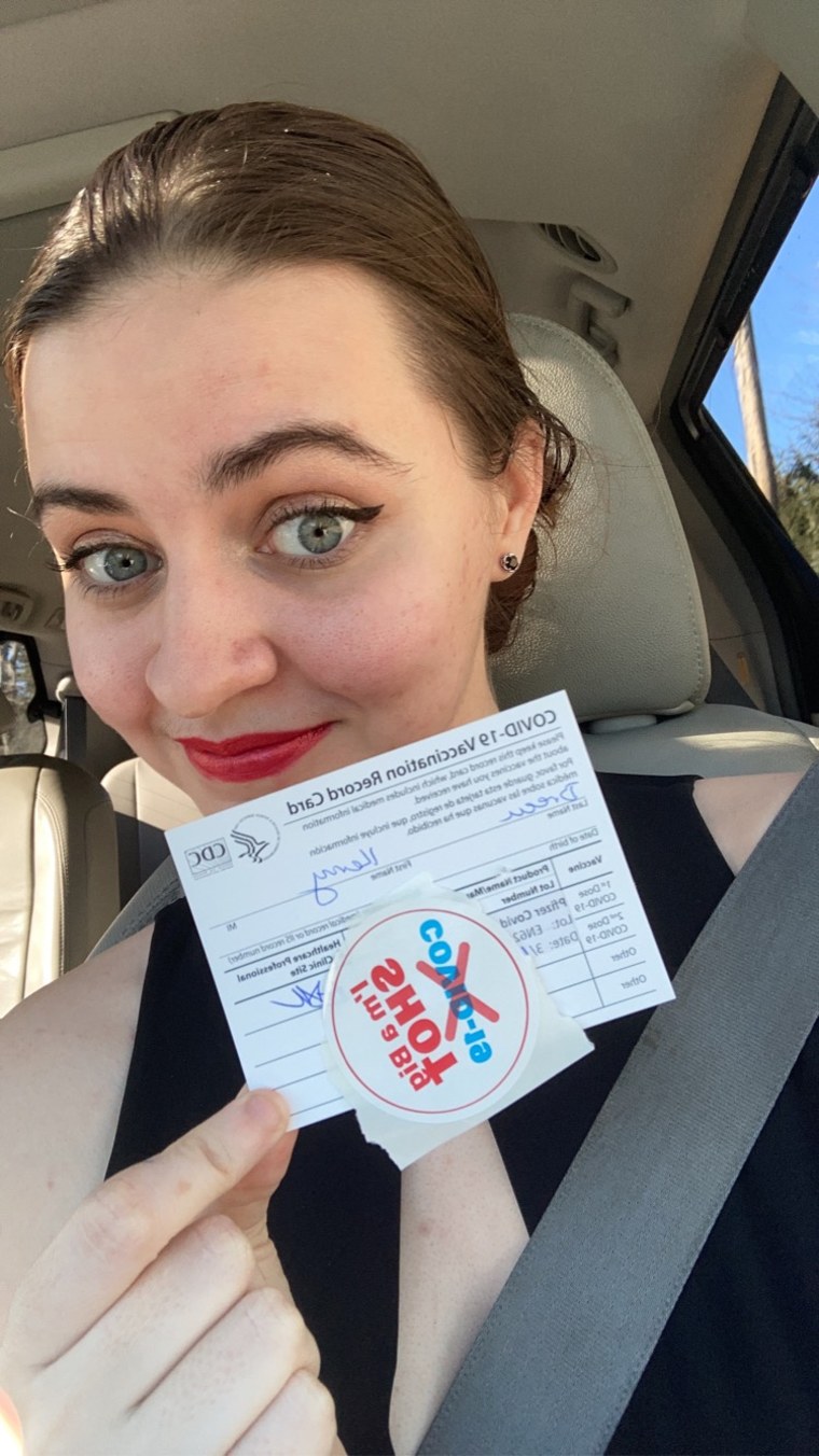 I broke out a jumpsuit and boots purchased in quarantine and wore lipstick for the first time in over a year for my own vaccine appointment. 