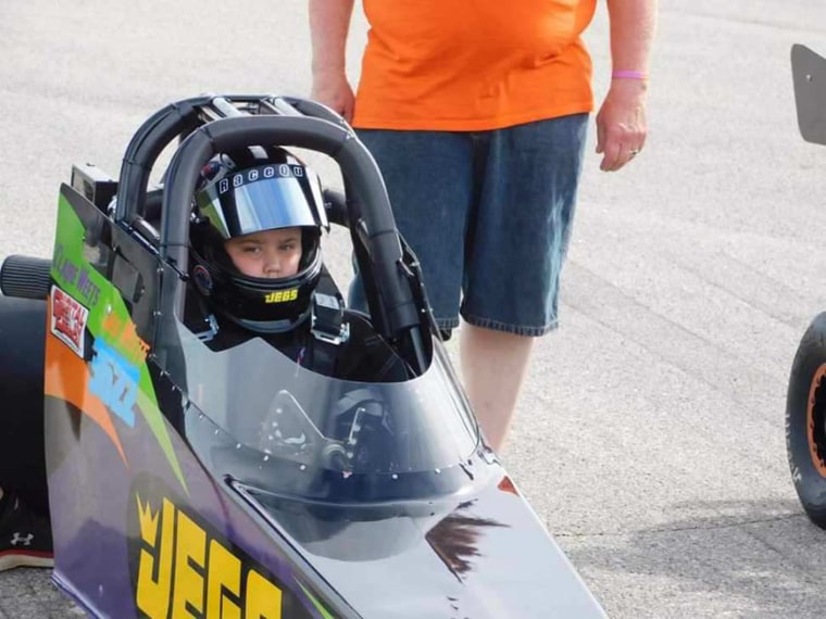 Jeg Weets, 7,  is a junior drag racer with Niemann Pick Type C. His mom, Jenna Weets, says she believes adrabetadex has allowed him to develop and have a better quality of life than he would have without the treatment. 