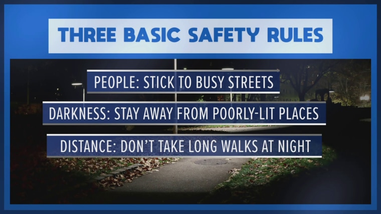 Evy Poumpouras' safety rules include staying away from poorly-lit streets, keeping to busy streets and avoiding long walks at night.