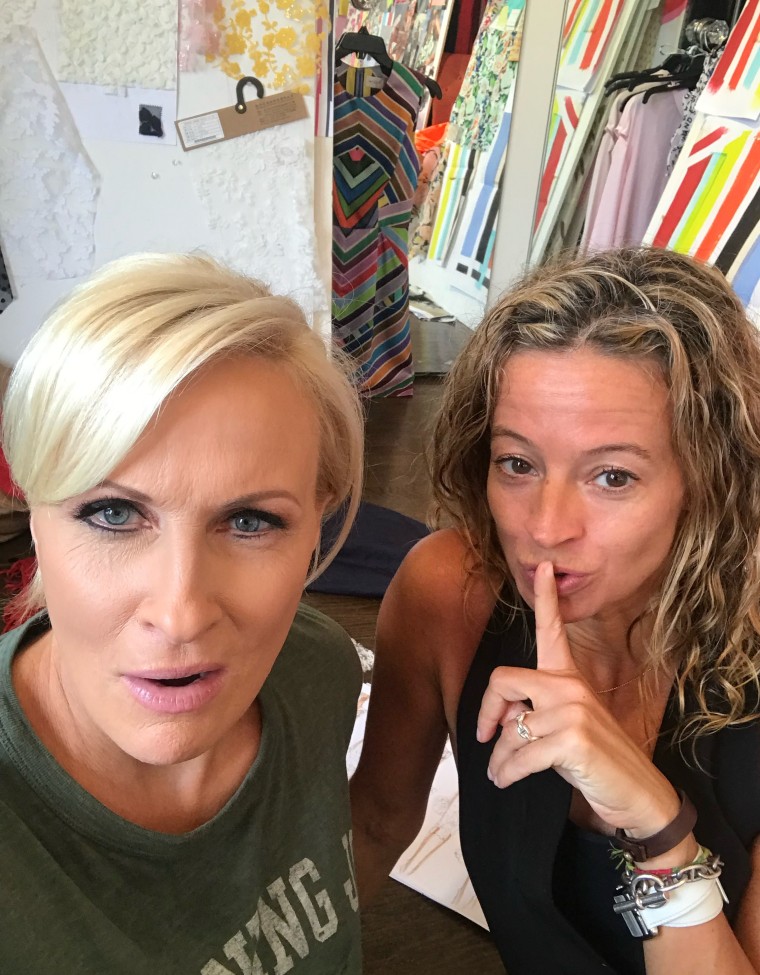 Designer Michelle Smith and Know Your Value founder Mika Brzezinski. Smith secretly worked on Brzezinski's wedding dress before she got married in November 2018.