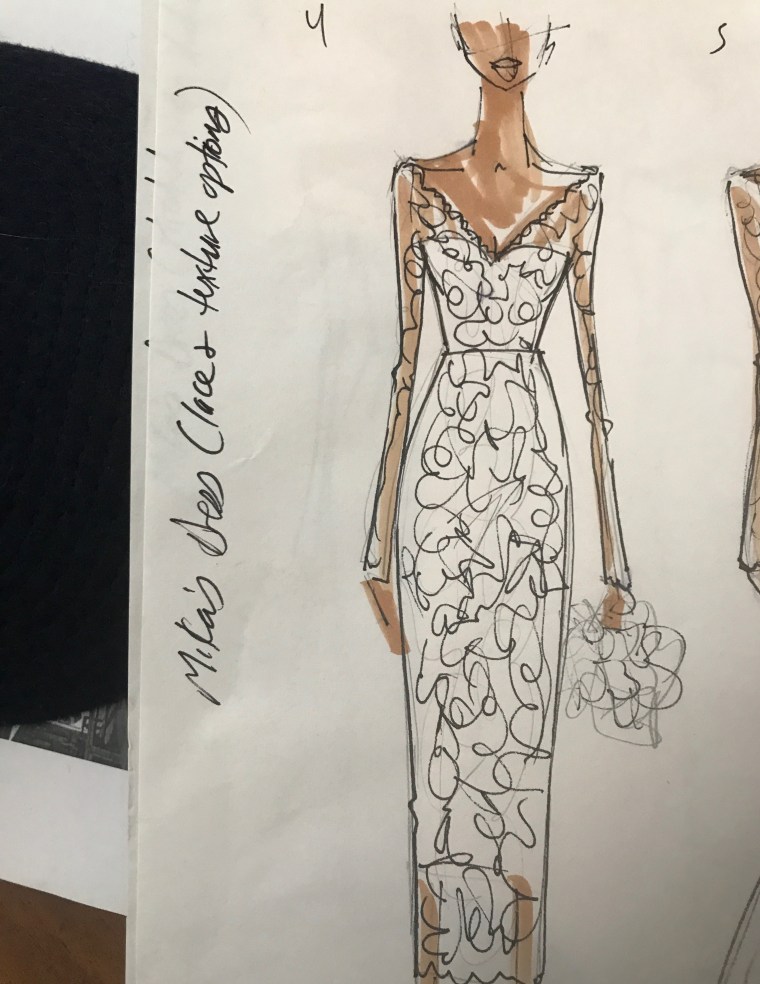 Designer Michelle Smith's sketch of Mika Brzezinski's wedding dress.