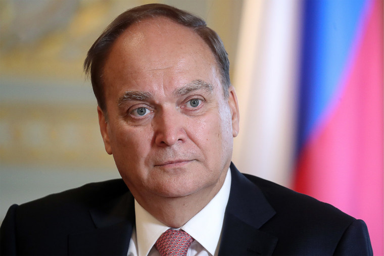 IMage: Russia's Ambassador to the U.S. Anatoly Antonov gives an interview.