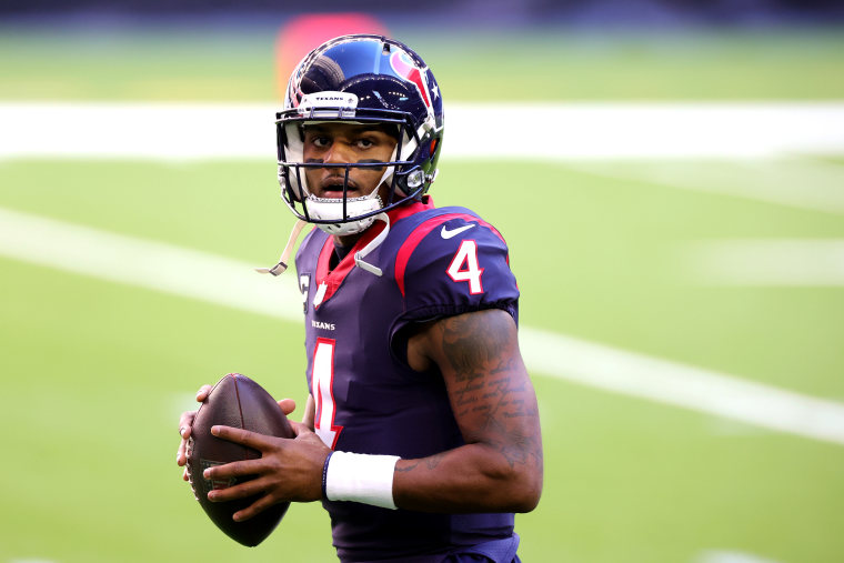 Deshaun Watson #4 of the Houston Texans in action against the Tennessee Titans during a game at NRG Stadium on Jan. 3, 2021 in Houston, Texas.