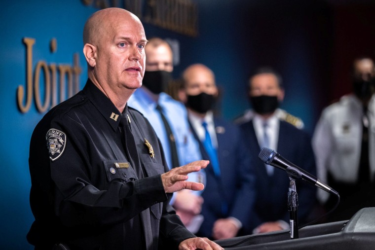 Image: Cherokee County sheriff's Capt. Jay Baker speaks to the media in Atlanta