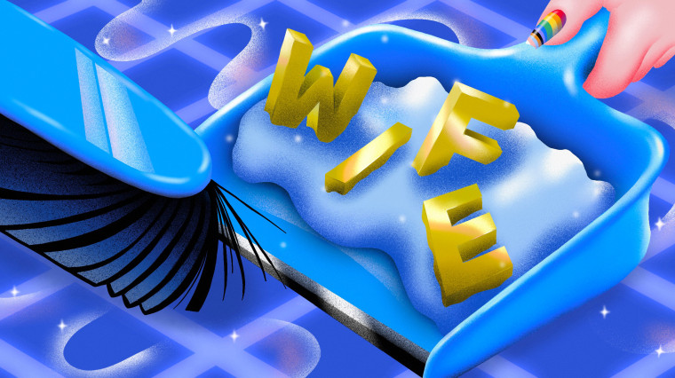Image: Illustration of a broom sweeping up debris with W-I-F-E letters into a dustpan.