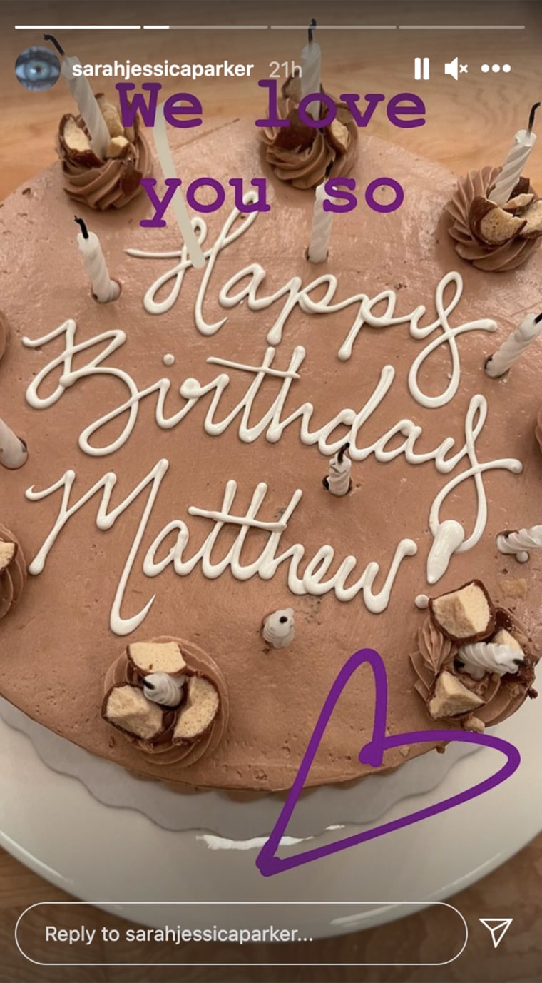 Parker shared a photo of her husband's birthday cake in her Instagram story.