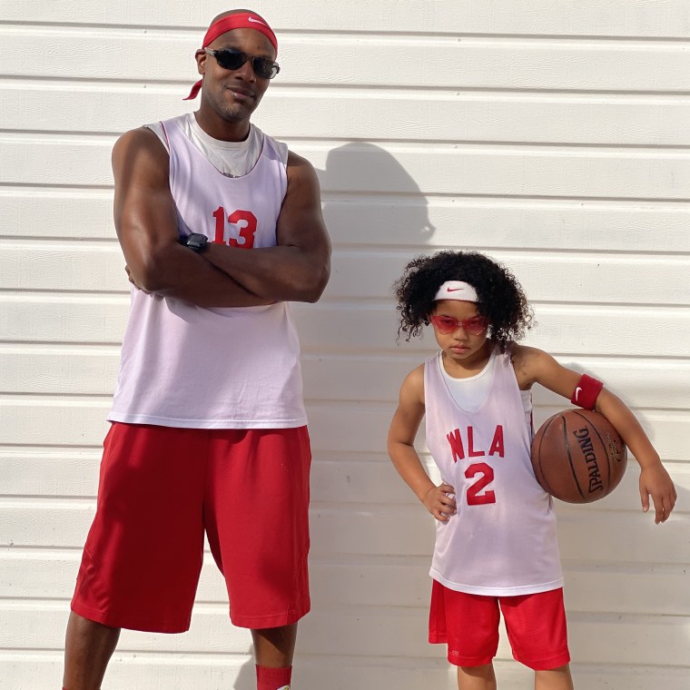 Doyin Richards is fired up to coach his 7-year-old daughter Reiko's basketball team in an upcoming game.