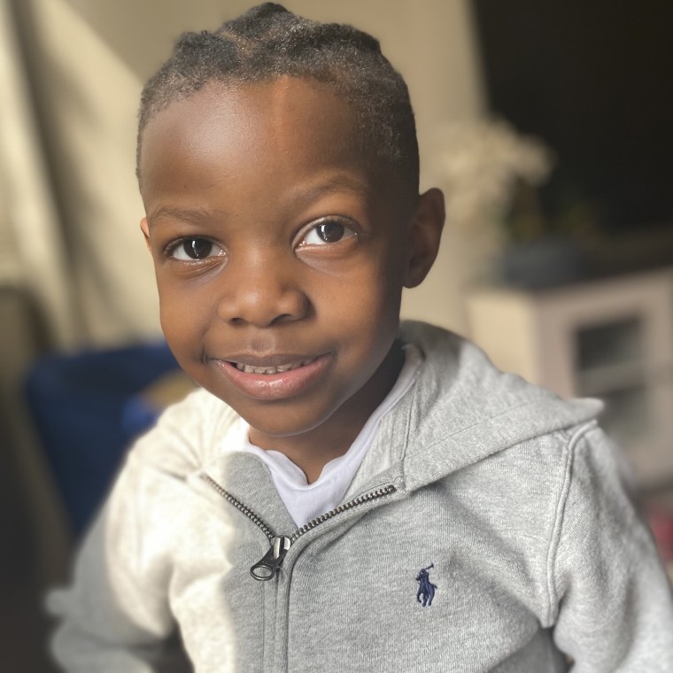 Jett Hawkins, 4, wearing braids in his hair.