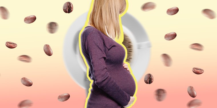 Pregnant woman with coffee beans