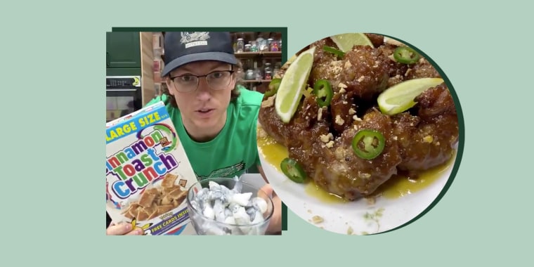 Podcaster and cookbook author Josh Scherer, aka the Mythical Chef, used Cinnamon Toast Crunch to bread fried shrimp. 