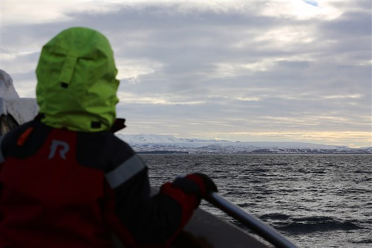 Captain Heimir Hardarson takes whale watchers out on his boat in Iceland.