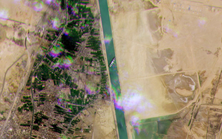 Image:  Ever Given (Evergreen) blocking the Suez Canal