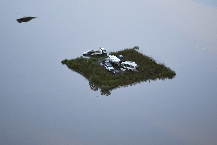 Image: Flood affected areas are seen from a helicopter in the Windsor area on March 24, 2021 in Sydney.