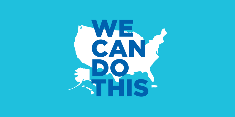 The Biden administration's new public outreach campaign: The slogan "We can do this" overlaid on a map of the U.S.
