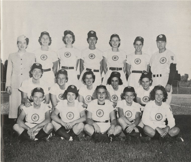 Blair sits in the front row, far right in this team photo.