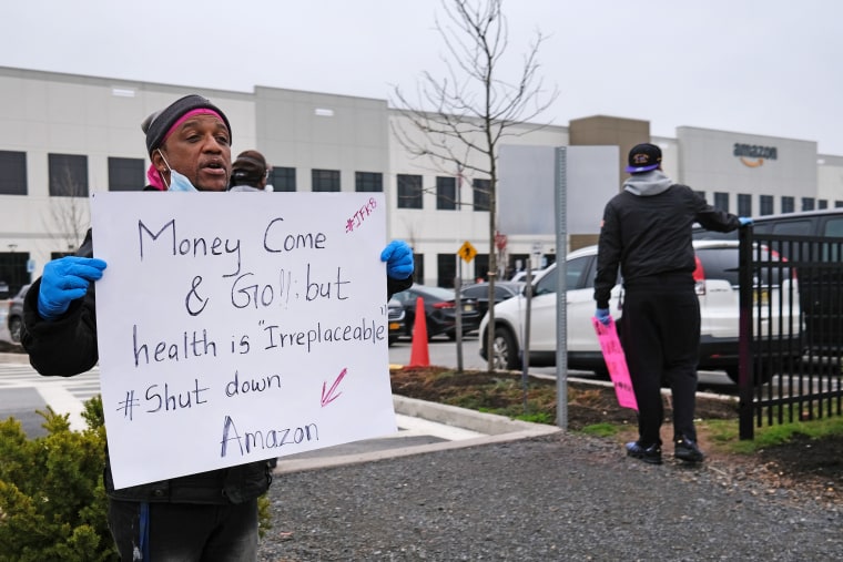 Image: A protest at an Amazon facility in New York City