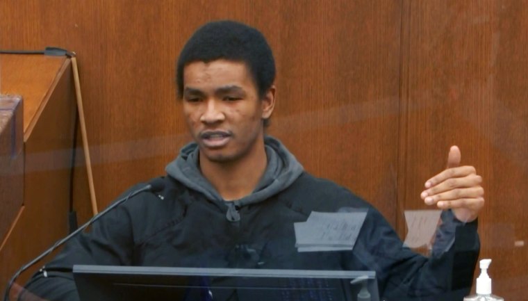Image: Witness Christopher Martin during Derek Chauvin's trial in Minneapolis on Wednesday