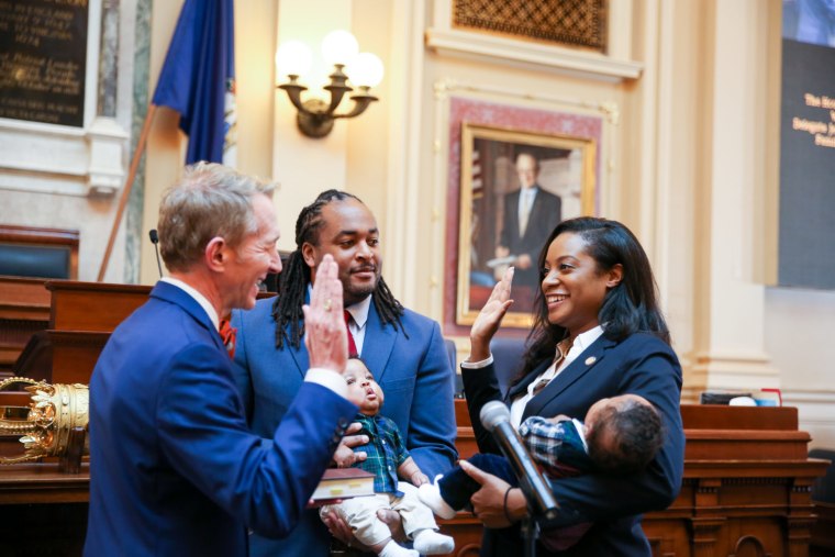 Jennifer Carroll Foy at a swearing-in ceremony as a new delegate in the Virginia House of Delegates in January 2018.