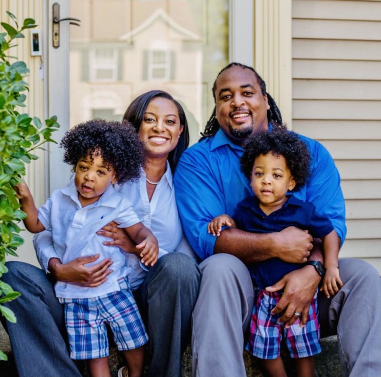 Jennifer Carroll Foy, her husband Jeff, and their two sons Alex and Xander.