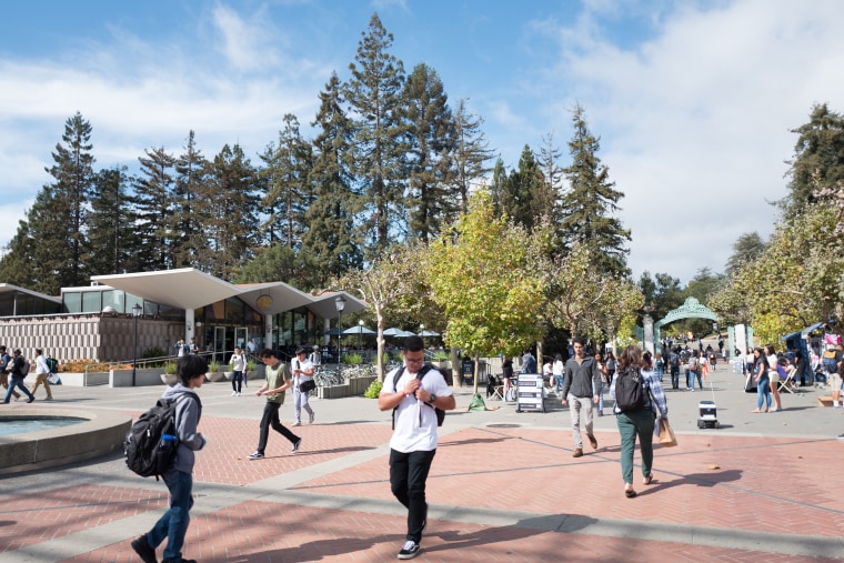 Students walk through the campus of UC Berkeley in downtown Berkeley, Calif. on October 9, 2018.