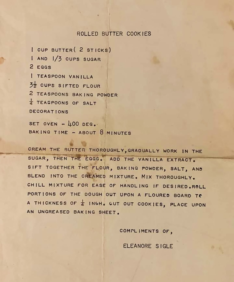 Photo of old rolled butter recipe on yellowish paper