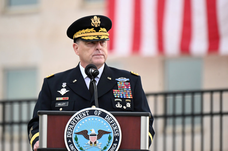 Image: Chairman of the Joint Chiefs of Staff General Mark Milley gives remarks during the 19th annual September 11 observance ceremony at the Pentagon in Arlington