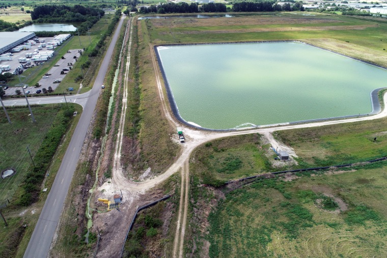 Image: A reservoir of an old phosphate plant in Piney Point