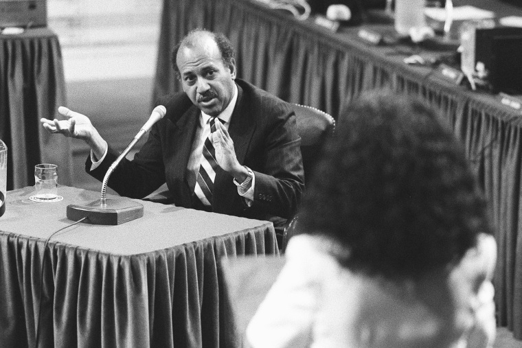 Alcee Hastings testifies at his impeachment trial on July 1, 1989.