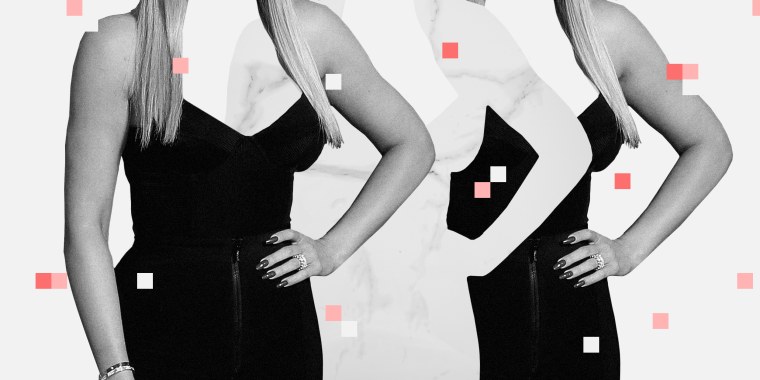Photo collage of three silhouettes of Khloe Kardashian's arm on her waist. the centre silhouette has a marble texture.