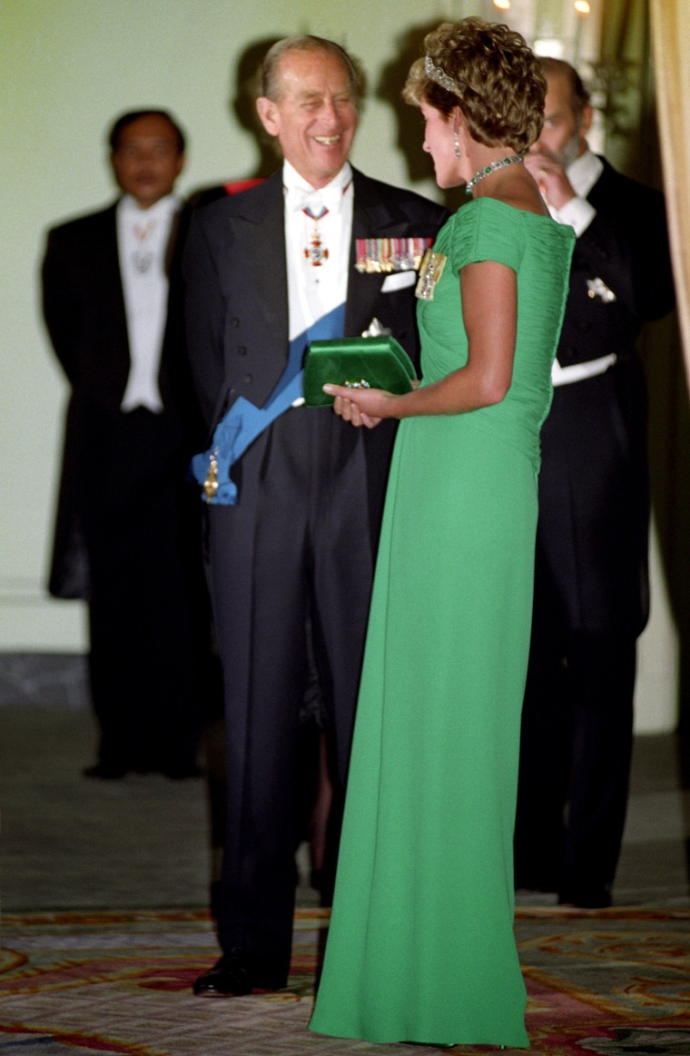 The Duke of Edinburgh chats with Diana, Princess of Wales
