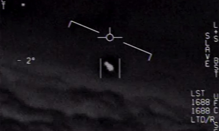 An unidentified aerial phenomenon appears in this declassified video captured by a U.S. Navy aircraft in 2004.