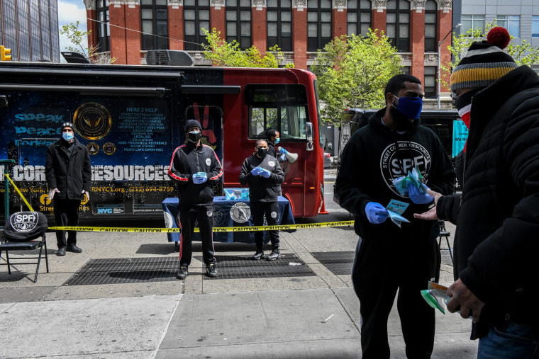 Image: Street Corner Resources hands out masks and gloves in Harlem
