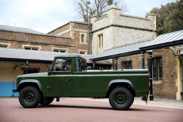 Image: The Jaguar Land Rover that will be used to transport Prince Philip's coffin on Saturday. Philip is said to have fallen in love with the Range Rover when it was first introduced in the 1970s.