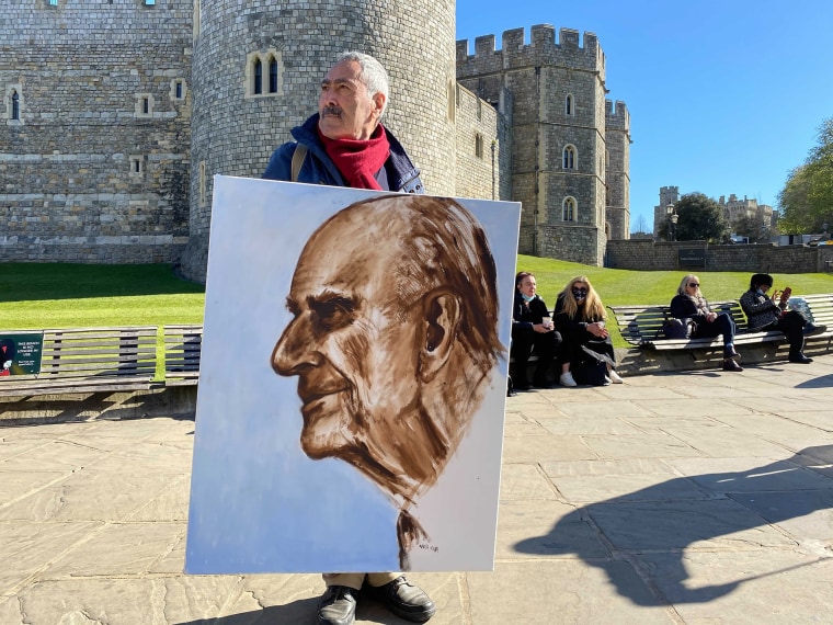 Image: Kaya Mar, a political cartoonist, in Windsor for Prince Philip's funeral.
