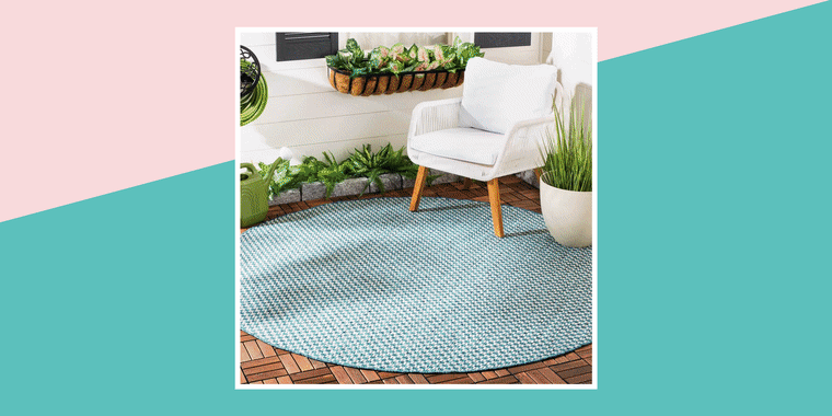 GIF illustration of different patio's with an outdoor rug