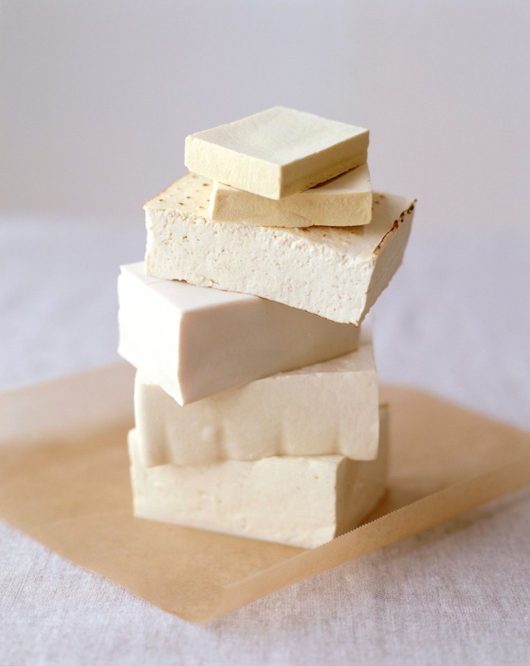 Blocks of tofu arranged in stack