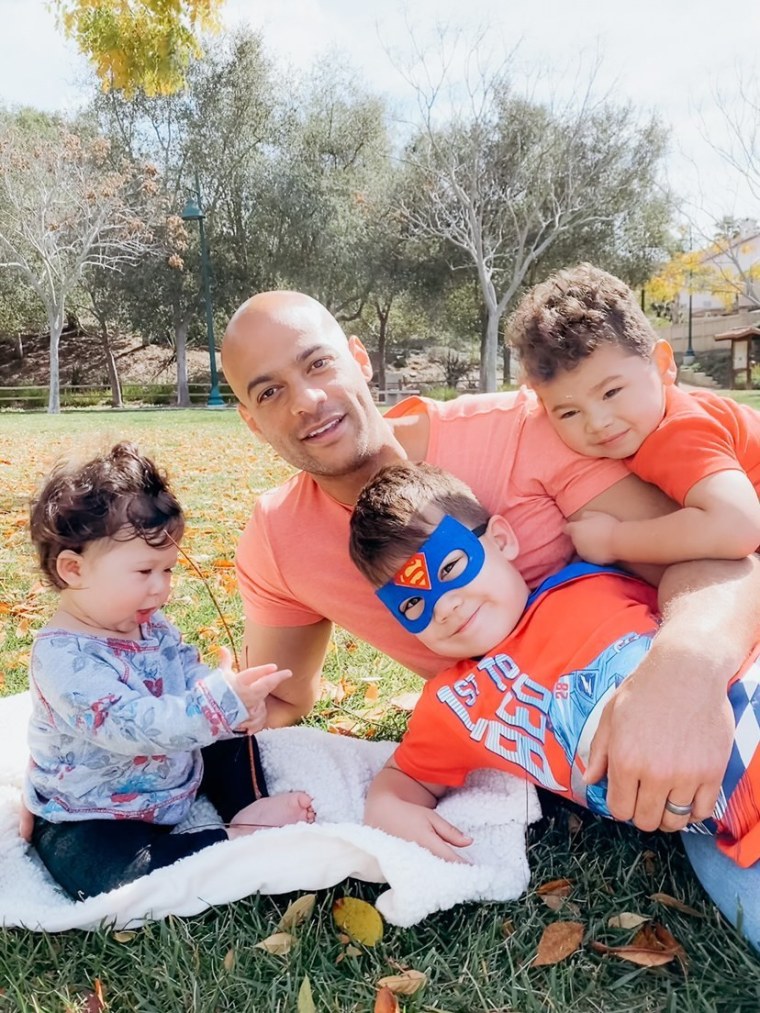 Verner Dixon with his children Rome, 4, West, 3, and Shay, 8 months.