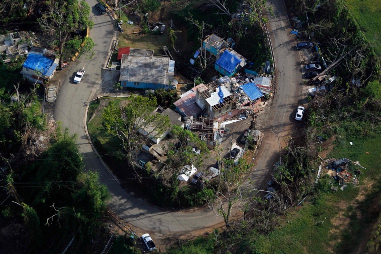 Image: Houses damaged by Hurricane Maria in Naranjito, Puerto Rico, on Oct. 23, 2017.