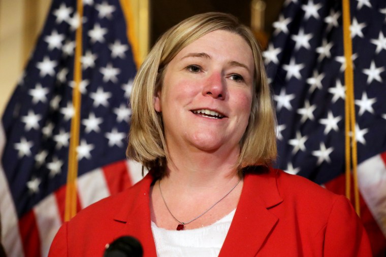 Dayton Mayor Nan Whaley speaks alongside Democrats from the House of Representatives and Senate at the Capitol on Sept. 9, 2019, in Washington.