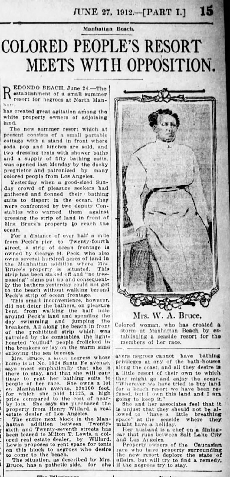 Image: Willa Bruce Los Angeles Times article clipping, 1912