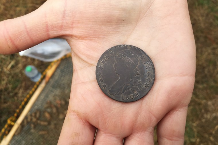 A coin dated 1808 found on the land on which Harriet Tubman's father lived