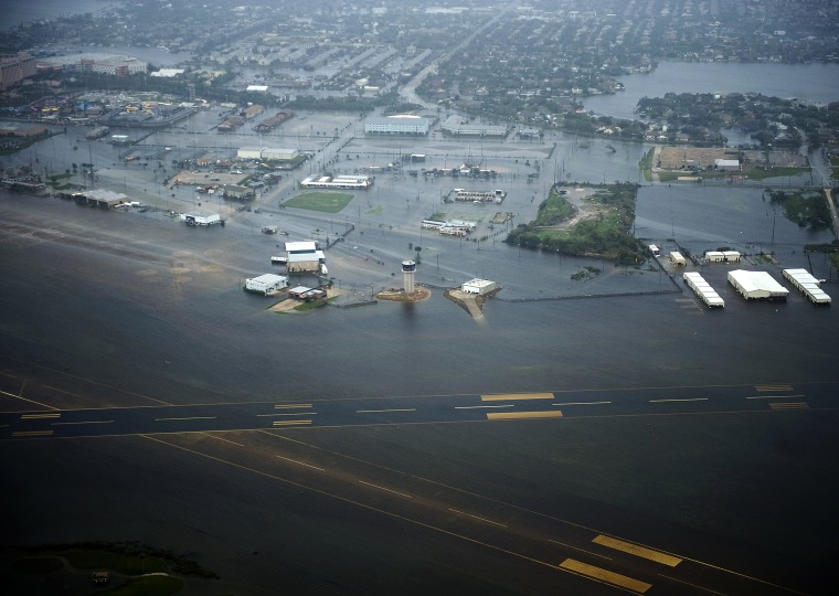 Floodwaters from Hurricane Ike cover Scholes International Airport in Galveston.