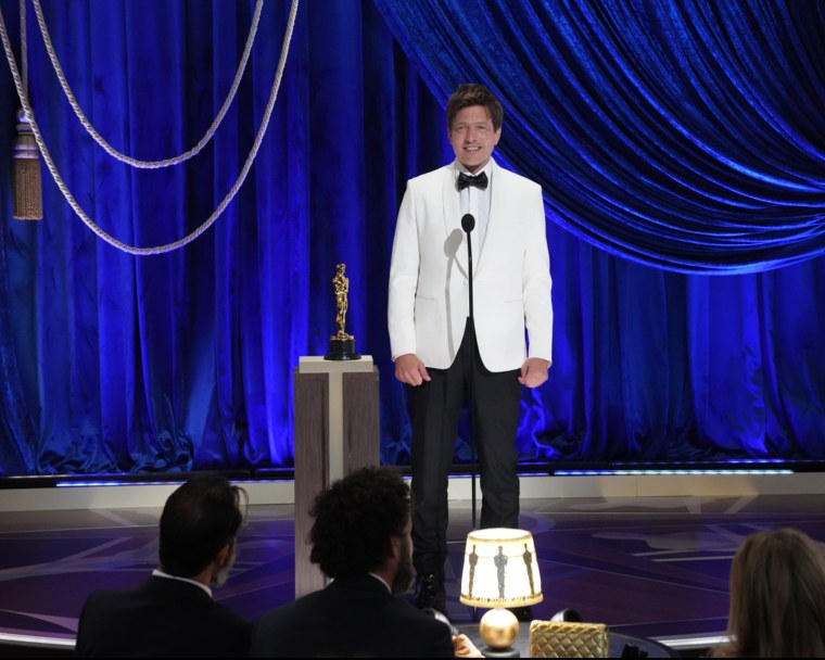 Thomas Vinterberg accepts the award for Best International Feature Film during the 93rd Annual Academy Awards at Union Station on April 25, 2021 in Los Angeles.
